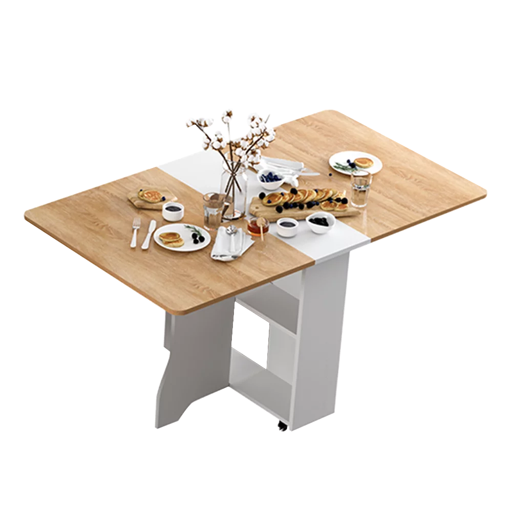 Bàn Ăn Trắng Vân Gỗ 140cm Gấp Gọn