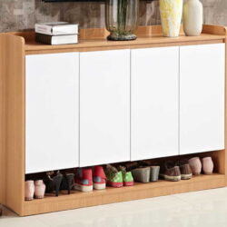 Tủ Giày Dép Màu Gỗ Tự Nhiên Trắng 124cm Cánh Mở