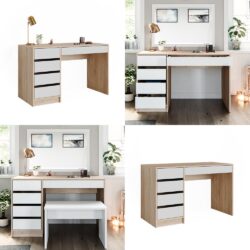 Bàn Làm Việc Màu Gỗ Tự Nhiên Trắng 120cm Tiện Dụng