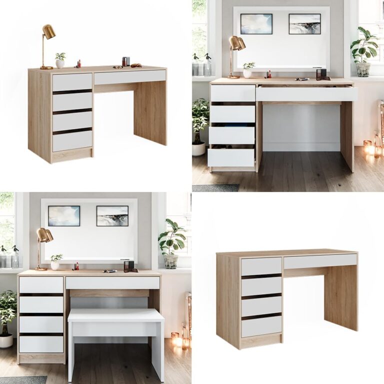 Bàn Làm Việc Màu Gỗ Tự Nhiên Trắng 120cm Tiện Dụng