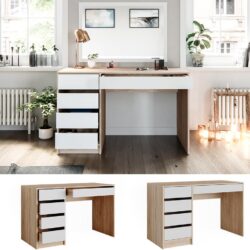 Bàn Làm Việc Màu Gỗ Tự Nhiên Trắng 120cm Tiện Dụng
