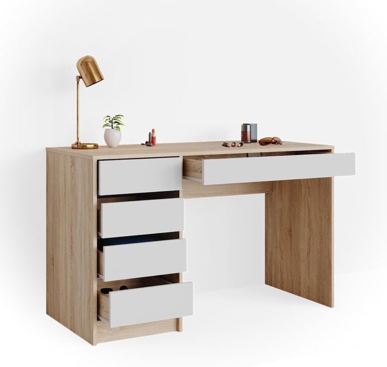 Bàn Làm Việc Màu Gỗ Tự Nhiên Trắng 120cm Tiện Dụng