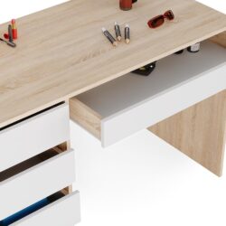 Bàn Làm Việc Màu Gỗ Tự Nhiên Trắng 120cm Tiện Dụng