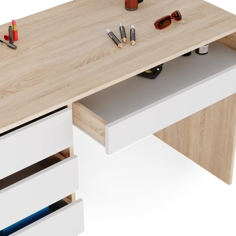 Bàn Làm Việc Màu Gỗ Tự Nhiên Trắng 120cm Tiện Dụng