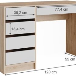 Bàn Làm Việc Màu Gỗ Tự Nhiên Trắng 120cm Tiện Dụng