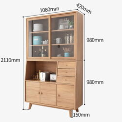 Tủ Chén Dĩa Màu Gỗ Tự Nhiên 108cm Tiện Dụng