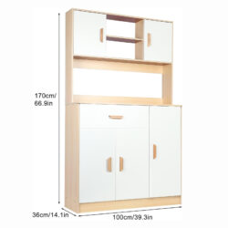 Tủ Chén Dĩa Trắng Vân Gỗ 100cm Hiện Đại