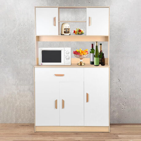 Tủ Chén Dĩa Trắng Vân Gỗ 100cm Hiện Đại