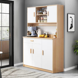 Tủ Chén Dĩa Trắng Vân Gỗ 100cm Hiện Đại