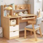 Bàn Làm Việc Màu Gỗ Tự Nhiên 100cm Có Kệ Sách